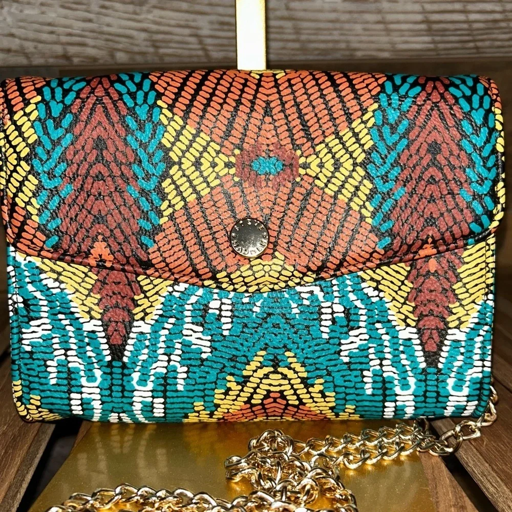NWOT-STEVE MADDEN Multicolor Snakeskin print Chain Crossbody - Picture 5 of 9